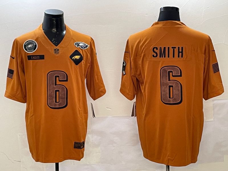 Men Philadelphia Eagles #6 Smith Yellow Nike 2025 Salute to Service Limited NFL Jersey style 6